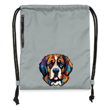 Bande dessinée de chien - Sac à cordon en polyester recyclé - gris fer délavé - Devant