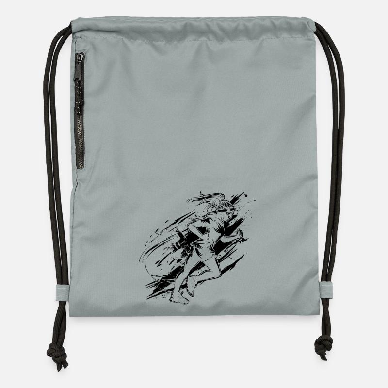 Dessin de coureur - Sac à cordon en polyester recyclé - gris fer délavé