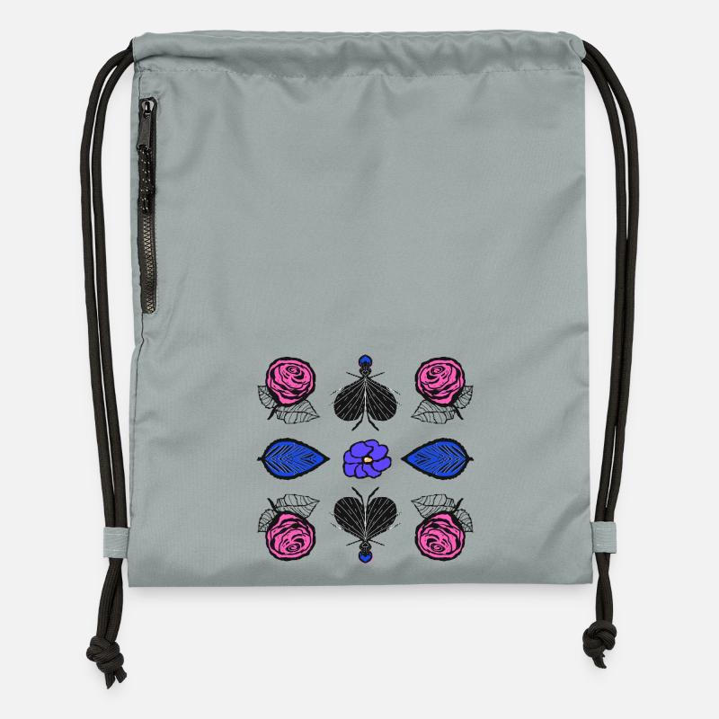 Roses Pop Art - Sac à cordon en polyester recyclé - gris fer délavé