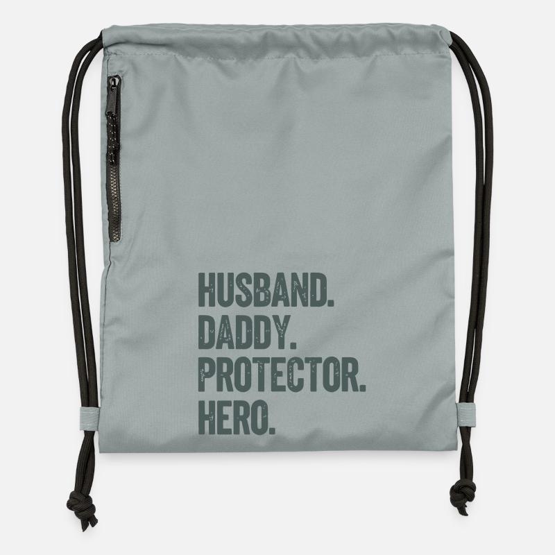 Husband Daddy Protector Hero - Gymsac made from recycled material - mineral charcoal grey