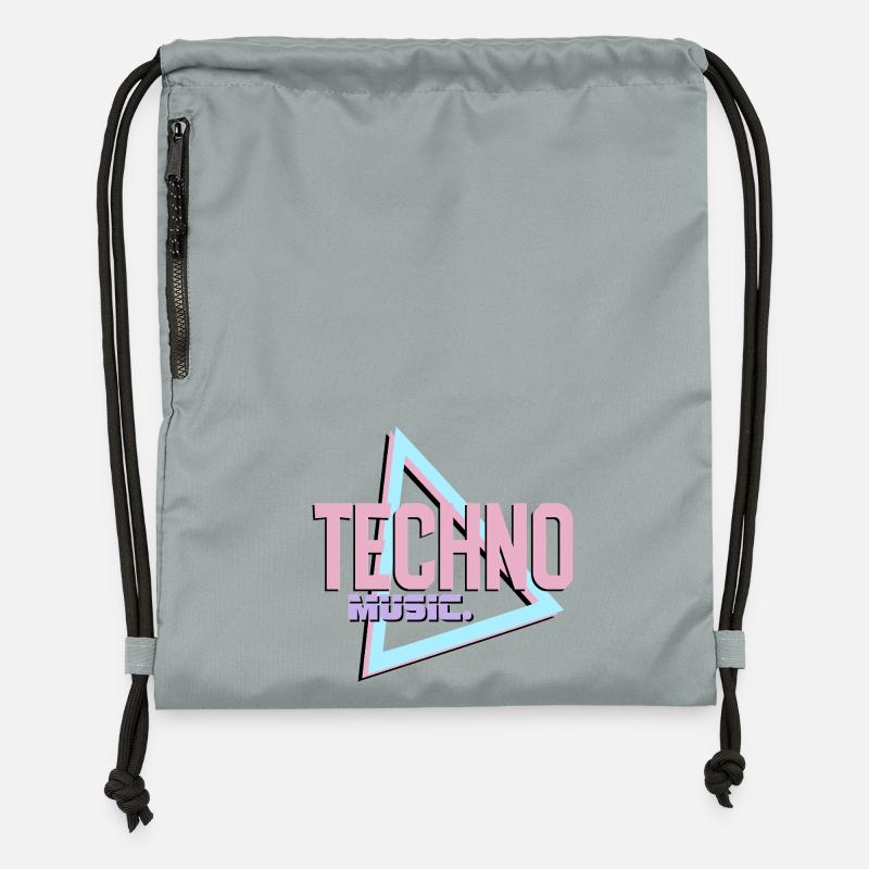 Logo rétro Techno Neon - Sac à cordon en polyester recyclé - gris fer délavé