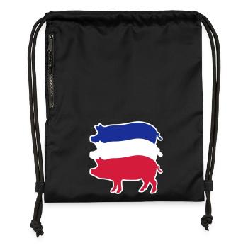 Tricolor pork in stripes - Gymsac made from recycled material - military green - Front