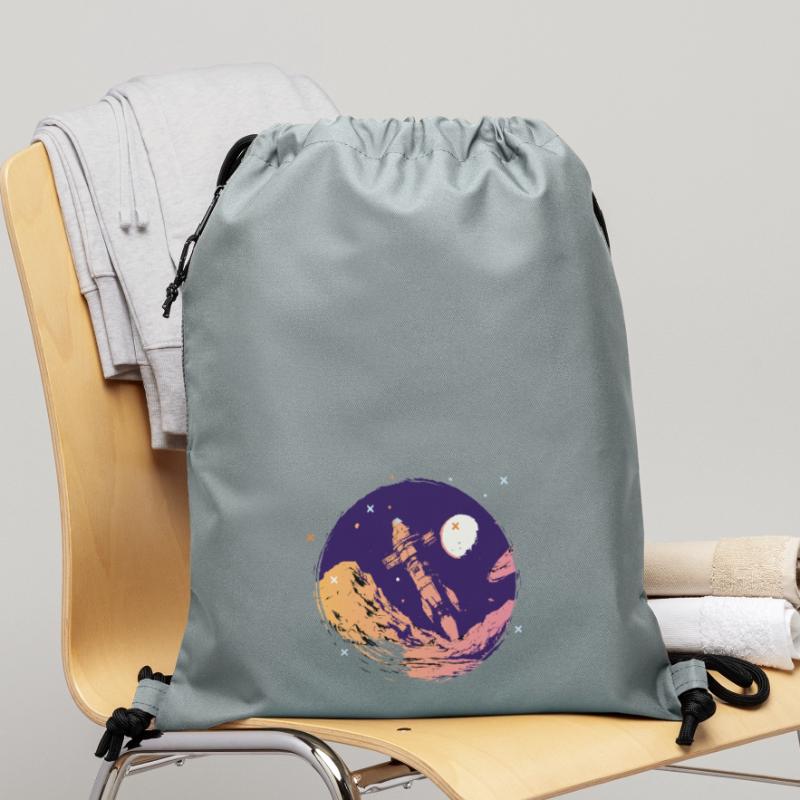 fusée espace école de l’espace début Allez nerd de l’espace Sac à cordon en polyester recyclé