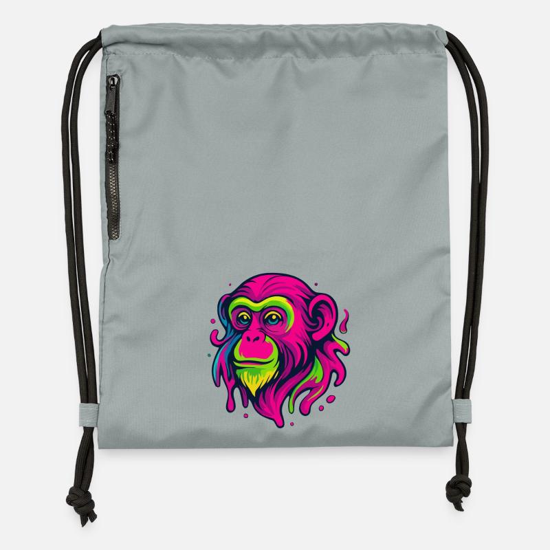 Neon Affe - Turnbeutel aus Recycling-Material - Steingrau mineral wash