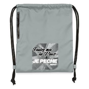 Pêche : Foutez-moi-la-paix - Sac à cordon en polyester recyclé - gris fer délavé - Devant