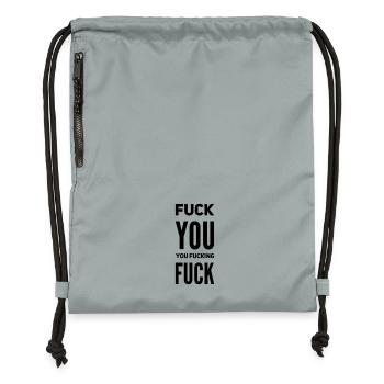 Citation de « Va te faire » – Sarcasme & Attitude - Sac à cordon en polyester recyclé - gris fer délavé - Devant