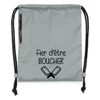 Fier d'être boucher - Sac à cordon en polyester recyclé - gris fer délavé - Devant