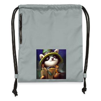 Süßer Panda mit kleinen Feen - Turnbeutel aus Recycling-Material - Steingrau mineral wash - Vorne