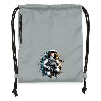 Astronaut Jack Russell Terrier Geschenk - Turnbeutel aus Recycling-Material - Steingrau mineral wash - Vorne