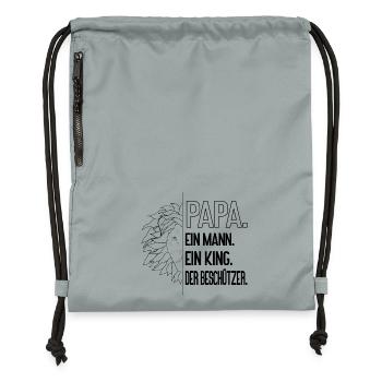 Papa Leo - Lion-strong dad, a man, a king - Gymsac made from recycled material - mineral charcoal grey - Front