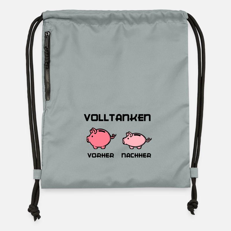 Déclaration de remplissage d’essence de la pompe à essence - Sac à cordon en polyester recyclé - gris fer délavé