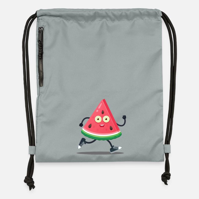 Pastèque sport cartoon  - Sac à cordon en polyester recyclé - gris fer délavé