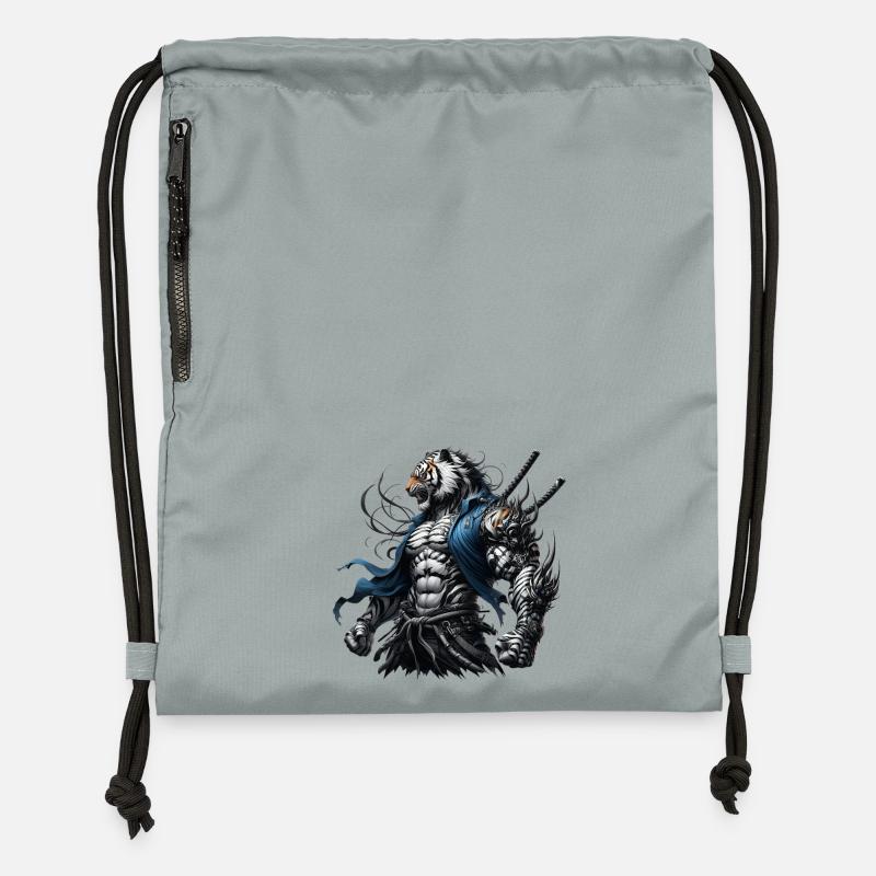 Tigre Samouraï - Sac à cordon en polyester recyclé - gris fer délavé