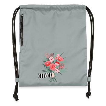 Dites simplement merci - une chère salutation aux fleurs - Sac à cordon en polyester recyclé - gris fer délavé - Devant