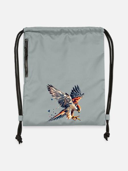 Falke Greifvogel Polygon Stil - Turnbeutel aus Recycling-Material - Steingrau mineral wash