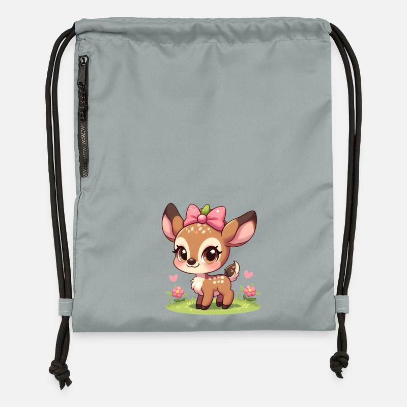 Petit Faon mignon 3 - Sac à cordon en polyester recyclé - gris fer délavé