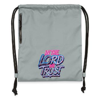 T-shirt design 'In the Lord We Trust' - Gymsac made from recycled material - mineral charcoal grey - Front