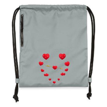 Loving heart design with arrow - Gymsac made from recycled material - mineral charcoal grey - Front