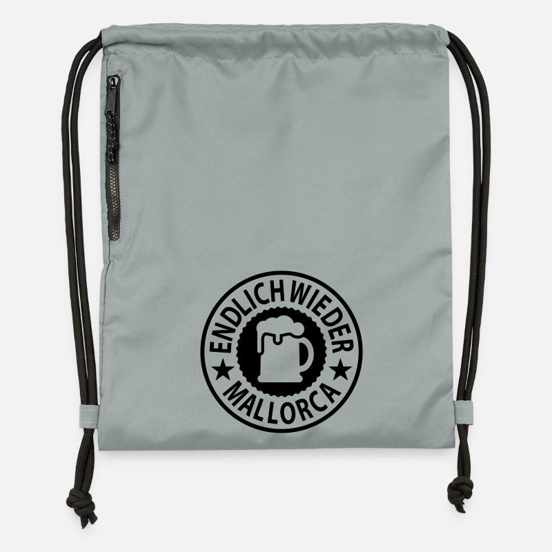 Endlich wieder Mallorca Bier - Turnbeutel aus Recycling-Material - Steingrau mineral wash