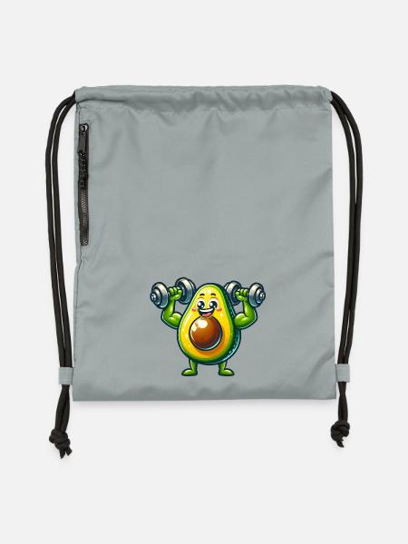 Fitness-Enthusiast mit Avocado-Motiv - Turnbeutel aus Recycling-Material - Steingrau mineral wash