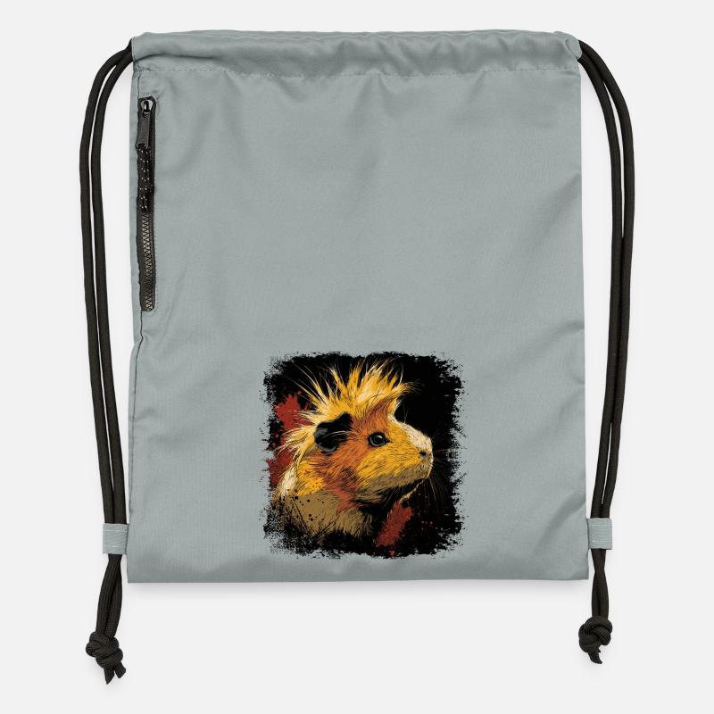 Cochon d’Inde Punk Rock - Sac à cordon en polyester recyclé - gris fer délavé