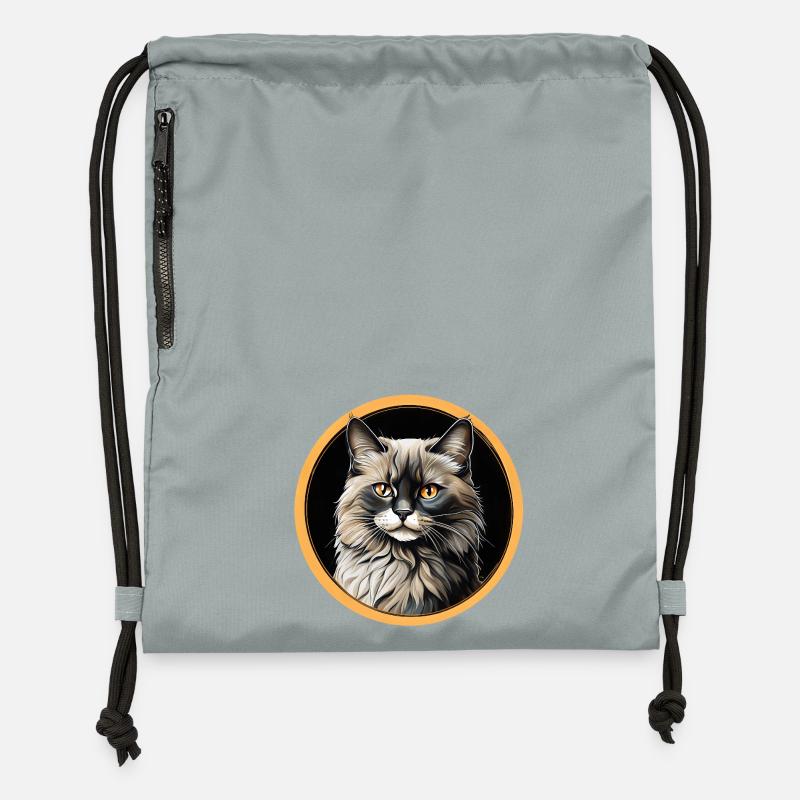 Portrait de chat Ragdoll - Sac à cordon en polyester recyclé - gris fer délavé
