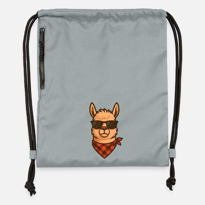 Lama élégant en lunettes de soleil - Sac à cordon en polyester recyclé - gris fer délavé