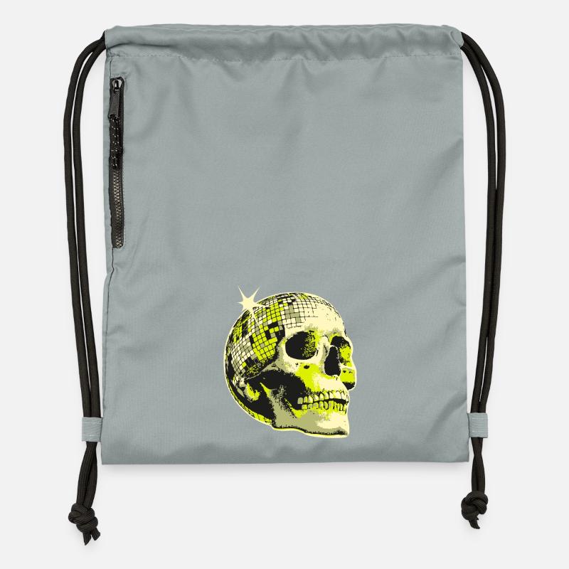 Neon Crâne Boule Disco - Sac à cordon en polyester recyclé - gris fer délavé
