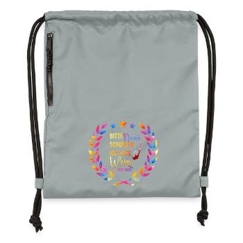 Wine in your hand – please don't push - Gymsac made from recycled material - mineral charcoal grey - Front