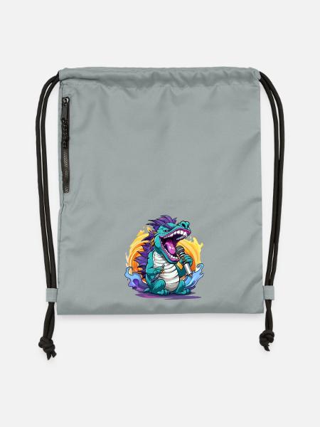Drachen-Sänger mit Mikrofon - Turnbeutel aus Recycling-Material - Steingrau mineral wash