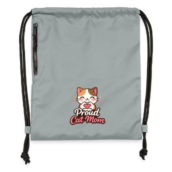Motif de la fière maman chatte - Sac à cordon en polyester recyclé - gris fer délavé - Devant