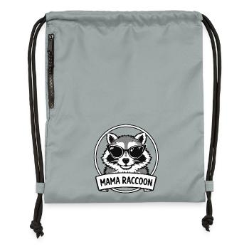 Mama Waschbär mit Sonnenbrillen Logo - Turnbeutel aus Recycling-Material - Steingrau mineral wash - Vorne