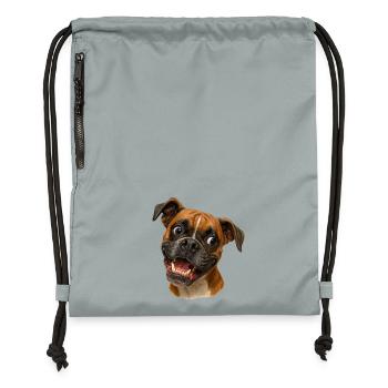 Portrait du Boxer Grin Imprimé - Sac à cordon en polyester recyclé - gris fer délavé - Devant