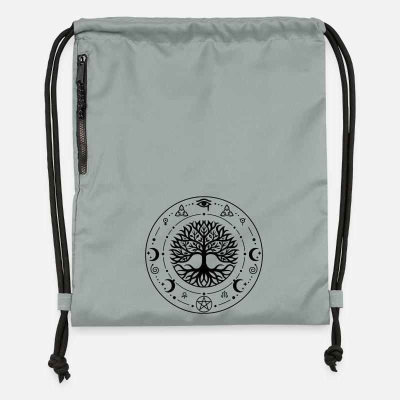 Arbre de Vie sacré - Sac à cordon en polyester recyclé - gris fer délavé
