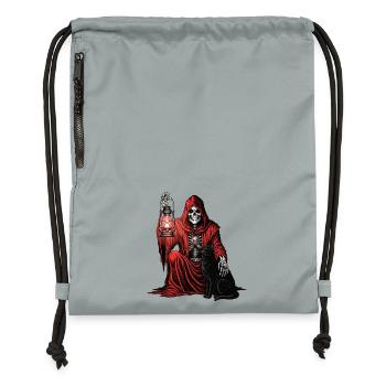 Red Hood Grim Reaper Lantern Cat - Gymsac made from recycled material - mineral charcoal grey - Front