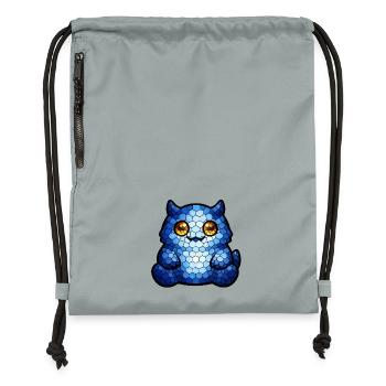 Mosaic Cat Blue-eye - Gymsac made from recycled material - mineral charcoal grey - Front