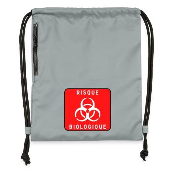 Biologisches Gefahrzeichen, Infektionsrisiko, Material - Turnbeutel aus Recycling-Material - Steingrau mineral wash - Vorne
