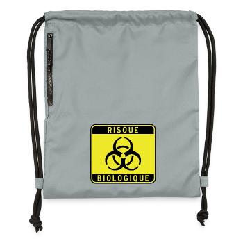 Biologisches Gefahrzeichen, Infektionsrisiko, Material - Turnbeutel aus Recycling-Material - Steingrau mineral wash - Vorne