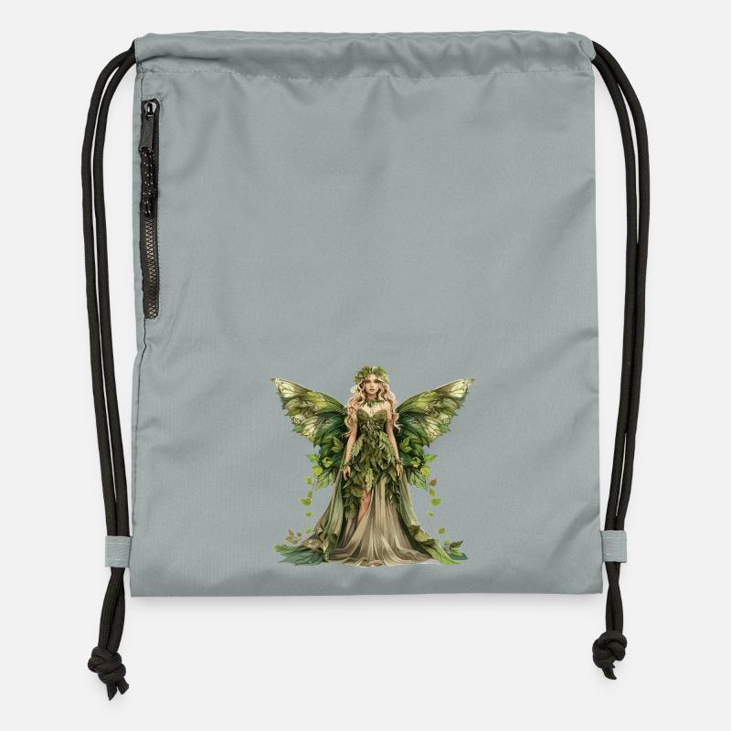 Papillon Fée de la Forêt - Sac à cordon en polyester recyclé - gris fer délavé