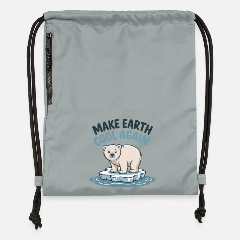 Eisbär: Erde wieder kühl machen - Turnbeutel aus Recycling-Material - Steingrau mineral wash