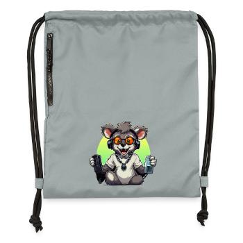Gamer Koala mit Headset - Turnbeutel aus Recycling-Material - Steingrau mineral wash - Vorne