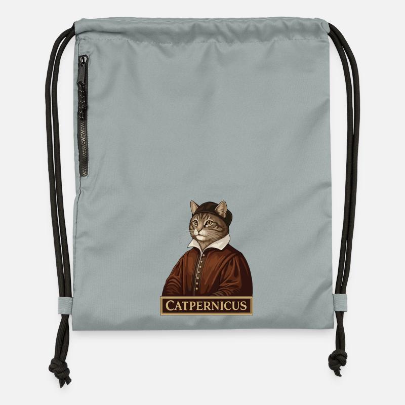 Catpernicus Nicolaus Copernicus Astronome Cat - Sac à cordon en polyester recyclé - gris fer délavé