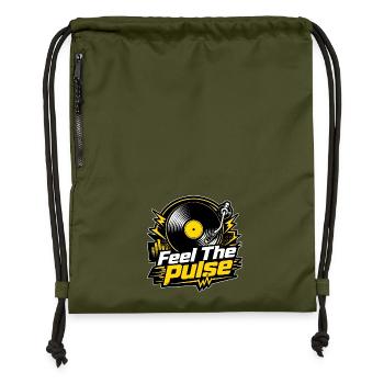Feel The Pulse - Vinyl DJ Electro Music - Gymsac made from recycled material - military green - Front
