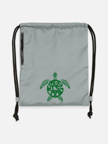 Green is cool - Schildkröte - Turnbeutel aus Recycling-Material - Steingrau mineral wash