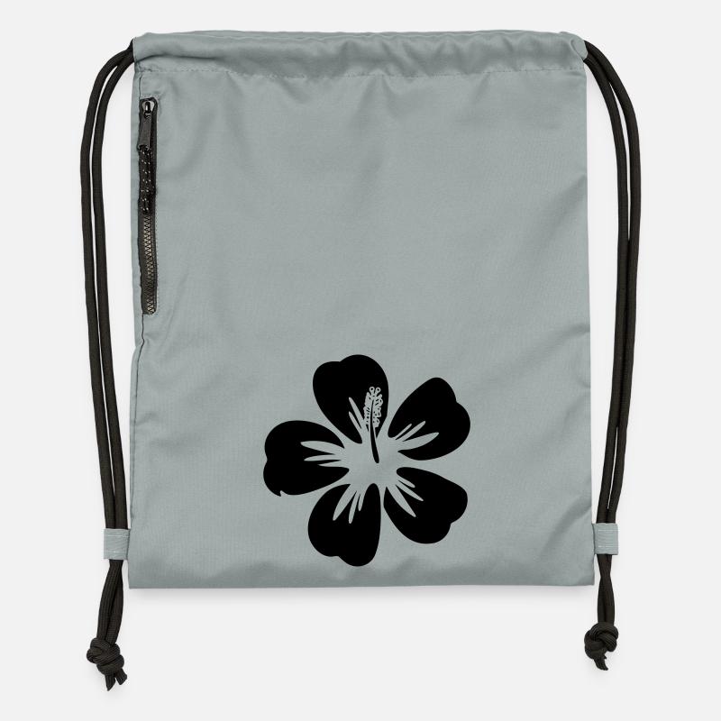 Hibiscus Flower Freely Selectable Color Tropics Graphic - Gymsac made from recycled material - mineral charcoal grey