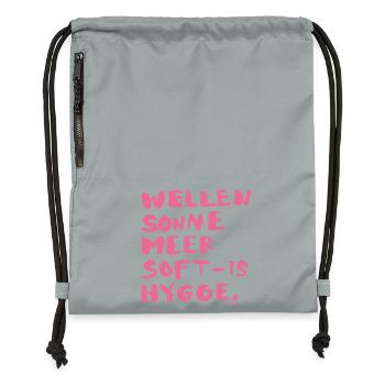 hygge words pink - Turnbeutel aus Recycling-Material - Steingrau mineral wash - Vorne