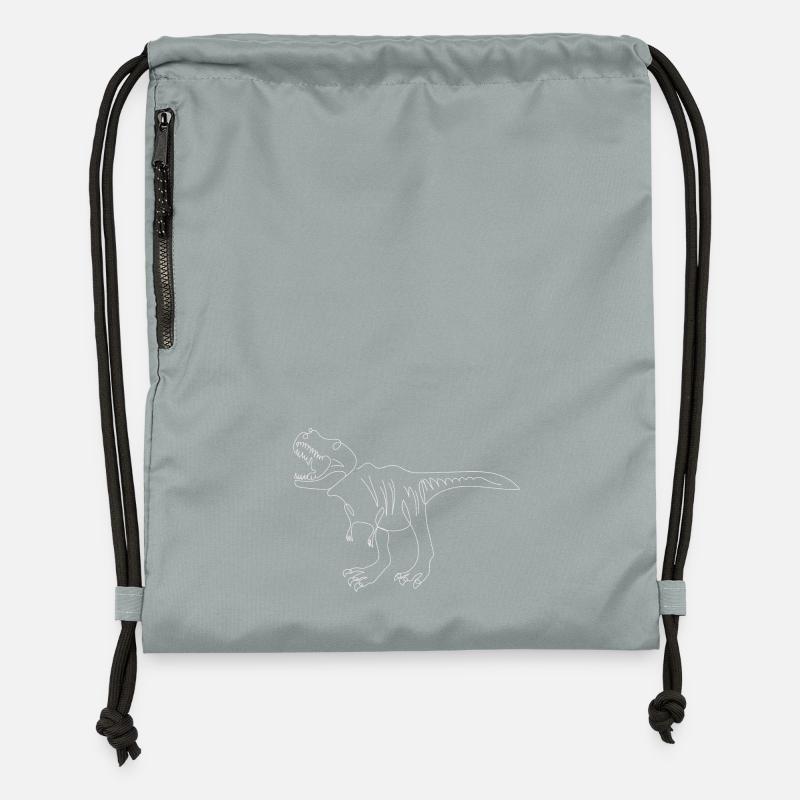Lineart Dinosaurs, white - Gymsac made from recycled material - mineral charcoal grey