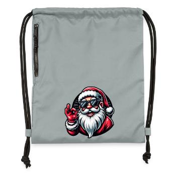 Père Noël avec des lunettes de soleil Déguisement de Noël - Sac à cordon en polyester recyclé - gris fer délavé - Devant