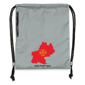 Carte du midi-pyrénée - Sac à cordon en polyester recyclé - gris fer délavé - Devant