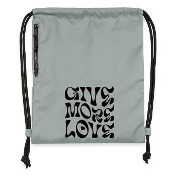 Schenke mehr Liebe - Turnbeutel aus Recycling-Material - Steingrau mineral wash - Vorne
